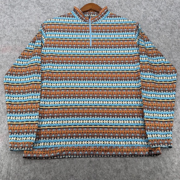 Rafter C Other - Rafter C Mens XL Southwestern Geometric Quarter Zip Pullover Blue Orange Tribal